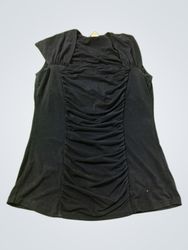 Cache Black Ruched Sleeveless Top