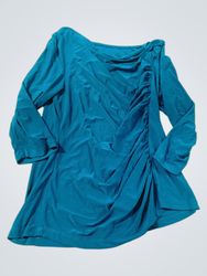 Top franzido teal