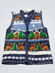 Bobbie Brooks Women's Reindeer and Cabin Christmas..