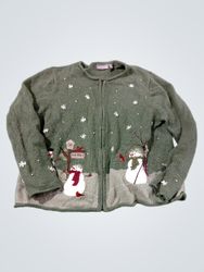 Croft & Barrow Petite Snowman Cardigan