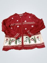 Croft & Barrow Damen Roter Schneemann Weihnachts-R..