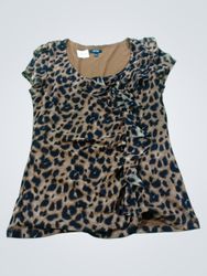 Apt 9 Top con Volant e Stampa Leopardata da Donna