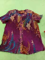 FULL FASHION Women's Purple Paisley Print Button-U..
