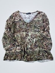 Brittany Black Women's Printed V-Neck Long Sleeve ..