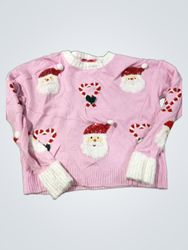 33 Degrees Pink Santa Candy Cane Christmas Sweater