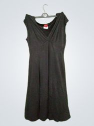 Merona Vestido Feminino Preto com Decote em V e Ma..