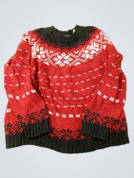 Liz Claiborne Lizsport Petite Red Fair Isle Knit S..