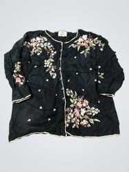 Tiara International Black Embroidered Cardigan