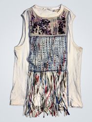 Desigual Sleeveless Top with Fringe and Sequins