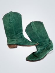 Green Suede Cowboy Boots