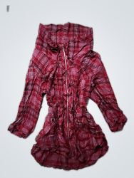 Red Plaid Zippered Jacket
