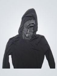 Schwarzes langärmliges Hoodie-Oberteil
