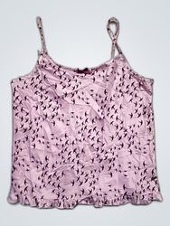 Débardeur en satin rose imprimé