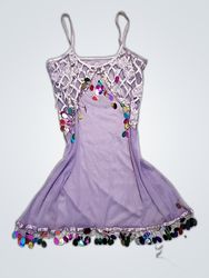 Purple Lace Sequined Mini Dress