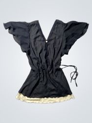 Black Blouse with White Trim