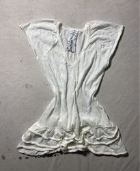 White V-Neck Ruffled Top
