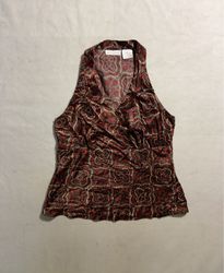 WORTHINGTON Women's Red Patterned Sleeveless Blous..