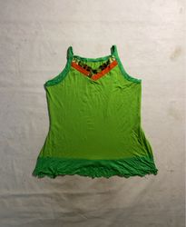 Green tank top with v-neck detail