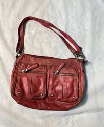 Tignanello Red Leather Shoulder Bag