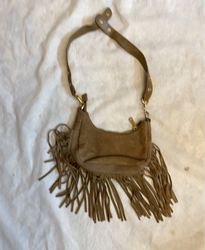 Brown Suede Fringe Shoulder Bag