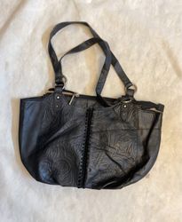 The Sak Black Embossed Leather Shoulder Bag