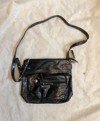 Black embossed crossbody bag