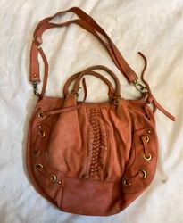 Orange Suede Hobo Bag