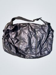 Dark Metallic Leather Hobo Bag with Zippers