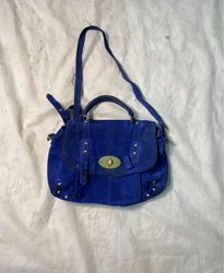 Blue Suede Satchel Bag
