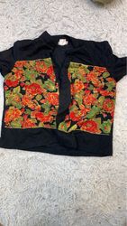 Floral Print Offene Front Bluse