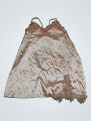 Pink Satin Chemise with Lace Trim