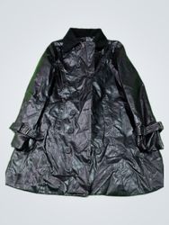 Black Faux Fur Collar Trench Coat