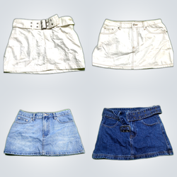 White Denim Mini Skirts
