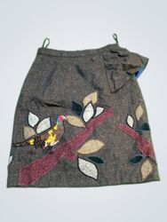 Brown Embroidered Skirt