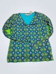 Liz Claiborne Printed Long-Sleeve Blouse