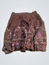 SUZYY Brown Embroidered Maxi Skirt