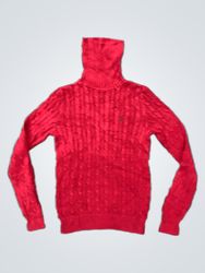 Ralph Lauren Sport Red Cable Knit Turtleneck Sweat..