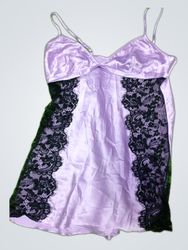 Victoria's Secret Purple Satin Chemise with Lace D..