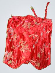 Embroidered Red Silk Top