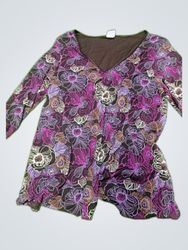 Armani Printed Floral V-Neck Blouse