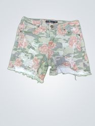 GUESS Distressed Camo Floral Denim Shorts