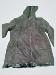 Gray Suede Jacket with Hood
