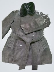 Brown Suede Shearling Coat