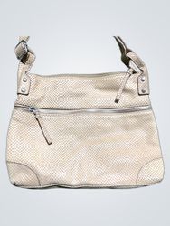 Beige textured crossbody bag with zipper