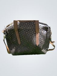Fossil Brown Monogram Satchel
