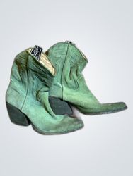 Elena Velez Green Suede Cowboy Boots
