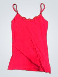 Top en camisole avec bordure en dentelle rouge
