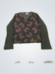 Gertrud Jansen Embroidered Dragon V-Neck Blouse