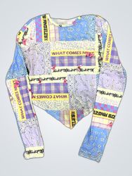 T-shirt court à manches longues en patchwork non m..