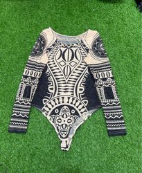 Printed Long-Sleeve Bodysuit